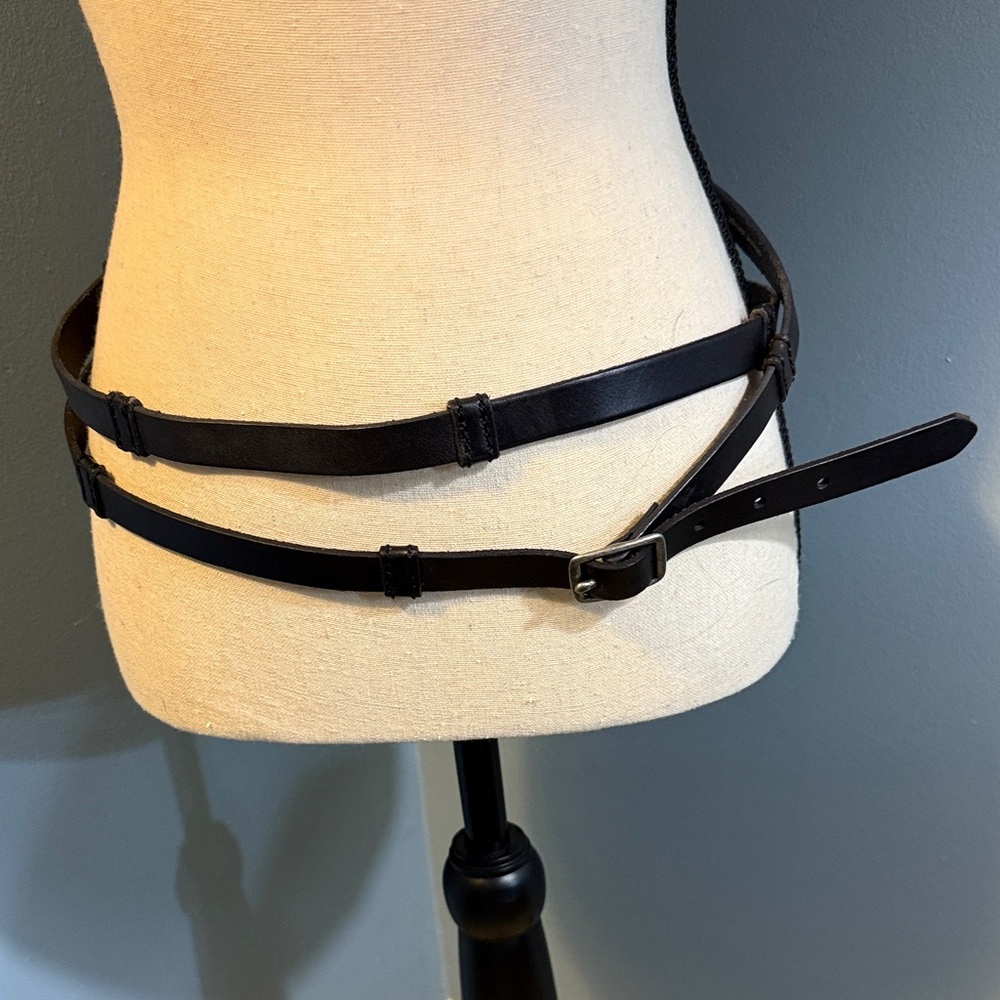 Genuine Leather Double-Wrap Black Belt